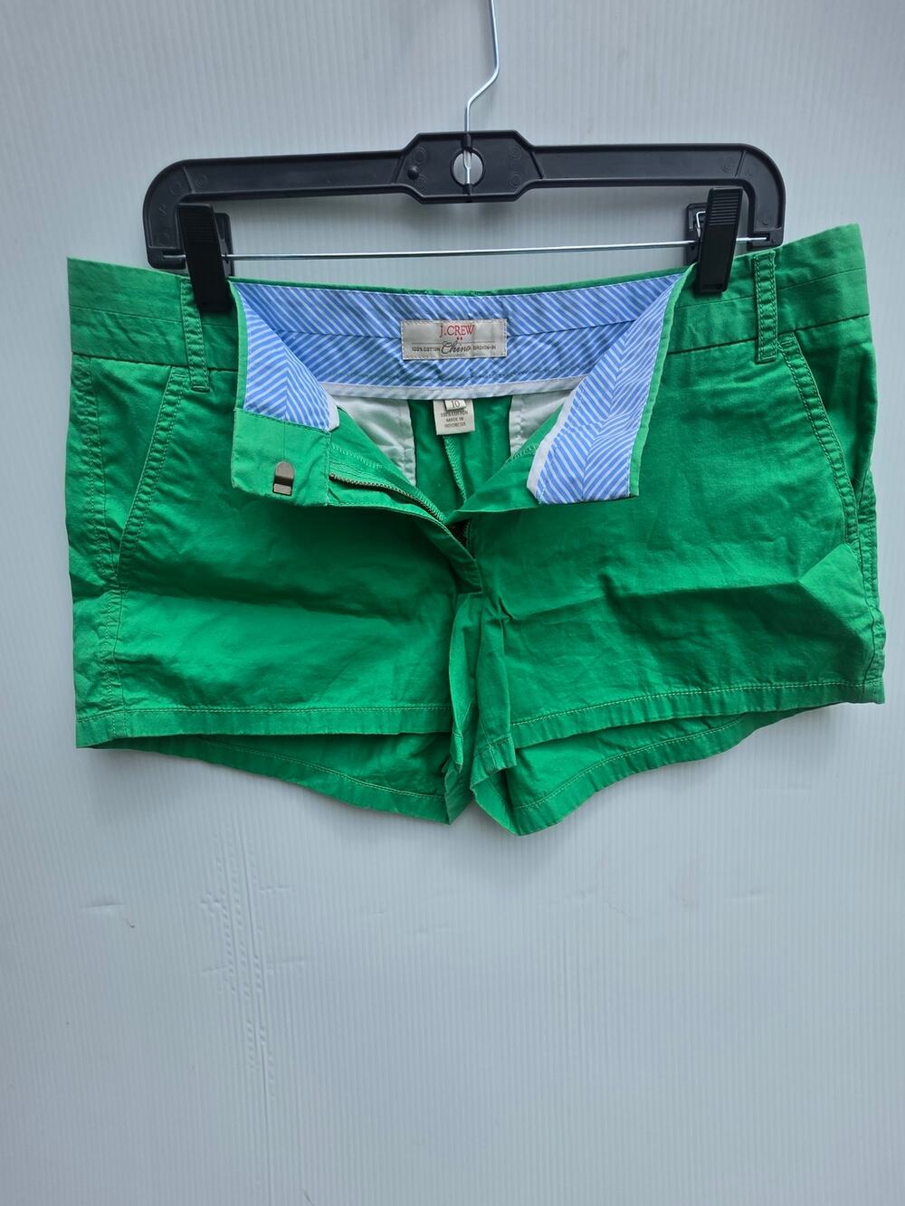 J.Crew Green Broken-In Chino Shorts Size 10 Preppy Summer Classic Casual